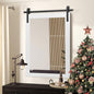 Farmhouse Bathroom Mirror, White Rustic Square Mirror for Wall Wood Framed Vanity Mirrors, Barn Door Style Decor Living Room Entryway Bedroom Mirrors, 24x36INCH (Hanging/Leaning)