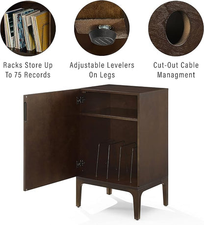 Crosley Furniture Asher Record Player Stand with Storage for Vinyl Records, Dark Brown