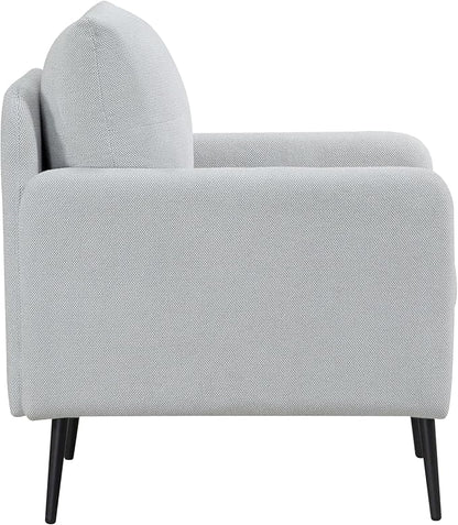 Ball & Cast Accent Chair with Metal Black Legs,Comfy Chenille Club Fabric Armchair,Single Sofa Chair for Living Room Bedroom,Dining Accent for Bedroom,Office,Sage