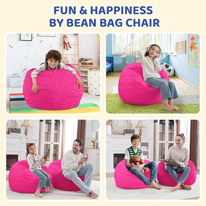 2FT Bean Bag Chair, Comfy Bean Bag Chairs with Memory Foam Filled, Fluffy Beanbag Sofa with Dutch Velvet Cover, Teardrop BeanBag Chairs for Living Room, Playroom - Pink