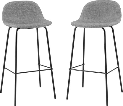 Crosley Furniture Riley Upholstered Seat Bar Stools Set of 2, Gray/Matte Black