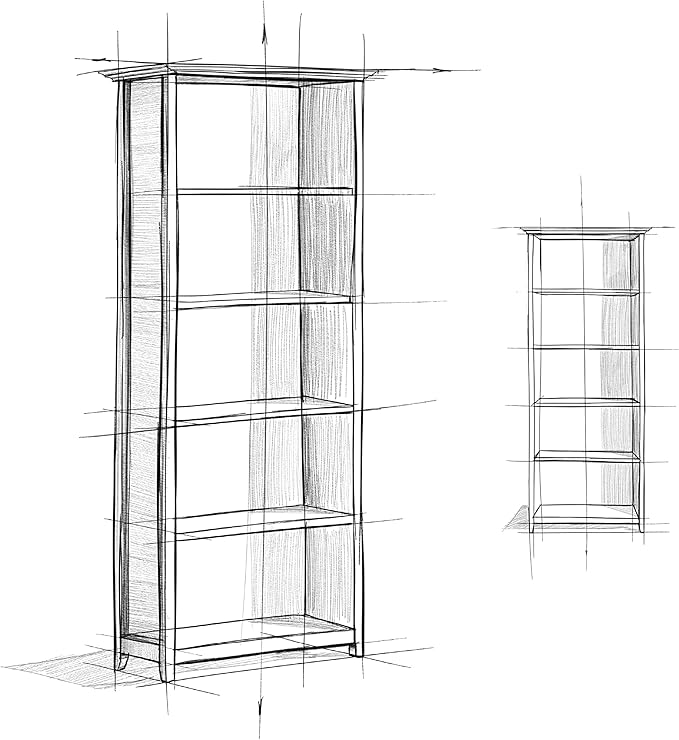 SIMPLIHOME Amherst Bookcase - 70 inch Tall 5-Shelf Solid Wood Bookshelf in Black, Transitional Storage for Living Room, Study Room or Office with Adjustable Shelves and Tapered Legs