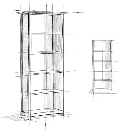 SIMPLIHOME Amherst Bookcase - 70 inch Tall 5-Shelf Solid Wood Bookshelf in Black, Transitional Storage for Living Room, Study Room or Office with Adjustable Shelves and Tapered Legs