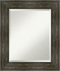 Amanti Art Brown Wall Mirror 26x22 Rail Rustic Char Rectangle Bathroom Mirror for Wall Decor Living Room, Small Country Rustic Frame, Hangs Horizonally and Vertically, Bathroom Decor, Beveled Edge