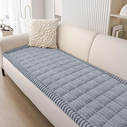 Smiry Couch Cover for Dogs Washable, Non Slip Fuzzy Pet Couch Covers for 3 Cushion Sofa Pet Friendly, Thick Soft Sofa Slipcovers Cushion Protector (Grey, 27.6" x 59")
