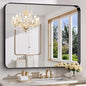 FORBATH 48x40 Inch Bathroom Mirror, Brushed Black Deep Frame Wall Mirror with Rounded Corners, Anti-Rust Tempered Glass for Modern Farmhouse Vanity (Horizontal/Vertical)