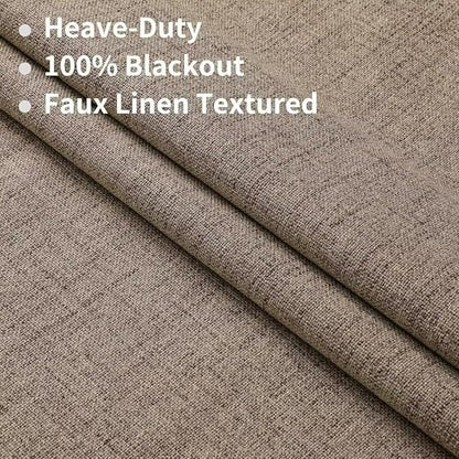 Joydeco Natural Linen Curtains 90 inch Length 2 Panels Set Burg 100% Blackout Patio Door Curtain Room Darkening Sliding Door Curtains Thermal Insulated Back tab Rod Pocket(105x90 inch, Linen)