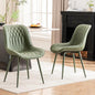 YOUNIKE Dining Chairs Set of 2 with High Backs Mid Century Modern Kitchen & Dining Room Chairs Faux Leather Upholstered Wide Accent Chair Comfortable Padded Living Wating Room Chair Olive Green