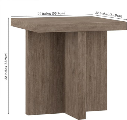 Henn&Hart 22" Wide Square Side Table in Weathered Gray, for Home, Living Room, Bedroom, Entertainment Room, Office