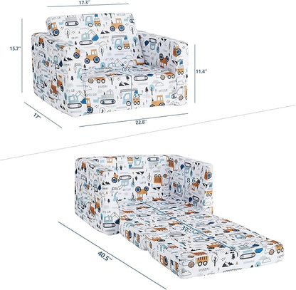 Ulax furniture Kids Sofa Couch, Children Flip-Out Chair 2-in-1 Toddler Chairs Convertible Sofa to Lounger, Children Furniture for Playroom