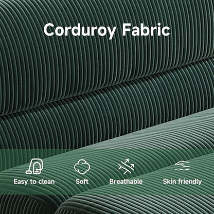Bean Bag Chair with Ottoman, Cozy Comfy Reading Nook Chairs, Ultra Soft Corduroy Fabric Bean Bag Chairs for Adults, Reading Chair with Ottoman for Living Room, Bedroom Apartment (Green)