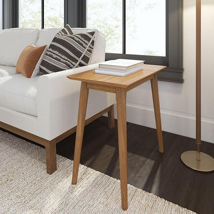 Plank+Beam Mid Century Modern Rectangular Side Table, End Table for Living Room, Wooden Bedside Table, Small End Table for Office Space, Pecan