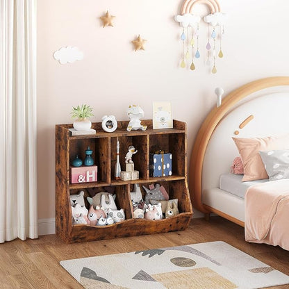 IDEALHOUSE Toy Bookshelf and Bookcase, Multi Shelf with Cubby Organizer Cabinet for Storage Books and Toys, for Bedroom, Playroom, Hallway