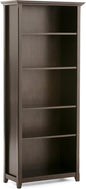 SIMPLIHOME Amherst Bookcase - 70 inch Tall 5-Shelf Solid Wood Bookshelf in Hickory Brown, Transitional Storage for Living Room, Study Room or Office with Adjustable Shelves and Tapered Legs