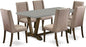 East West Furniture V797FL716-7 7 Piece Dining Room Furniture Set Consist of a Rectangle Dining Table with V-Legs and 6 Dark Khaki Linen Fabric Parsons Chairs, 40x72 Inch, Multi-Color