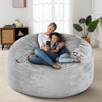 HABUTWAY Bean Bag Chair: Giant 4' Memory Foam Furniture Bean Bag Chairs for Adults with Microfiber Cover 4Ft (Light Grey)