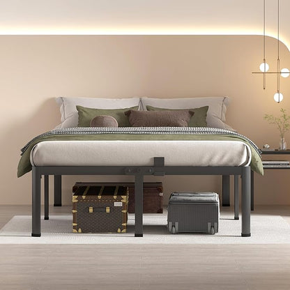 MAF 20 Inch King Size Bed Frame with Round Corner Legs Mattress Slide Stopper No Box Spring Needed Heavy Duty Metal Platform Bed Frames Under-Bed Storage Space, 3000 LBS Steel Slats Support