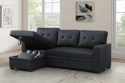 Devion Furniture Garisa 4-in-1 Convertible L Shaped Couch with Pull Out Bed and Storage, Sectional Sleeper Sofa with Reversible Chaise for Living Room, Apartment, Bedroom, Office