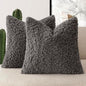 Foindtower 2 Pieces 22x22 Inch Dark Gray, Faux Fur Throw Pillow Cover Accent Sherpa Furry Pillow Covers Fuzzy Soft Pillowcases Cozy Sheepskin Decorative Fleece Cushion Case for Bed Couch Living Room