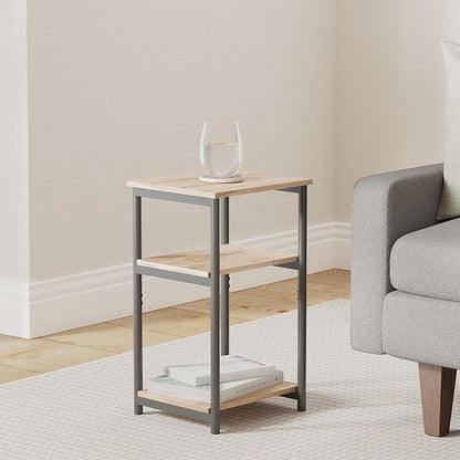 VASAGLE Side Table, Small End Table, Tall Nightstand for Living Room, Bedroom, Office, Bathroom, Camel Brown and Classic Black ULET273B50