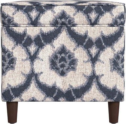 Home Decor | Dinah Collection Modern Storage Ottoman | Ottoman with Storage for Living Room & Bedroom(Blue Medallion Print)