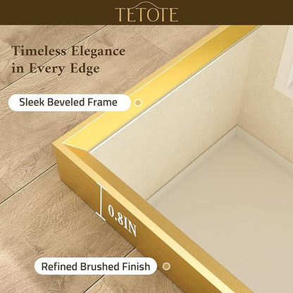 TETOTE Brushed Gold Mirror Beveled Frame 60" x 36" Large Brass Gold Rectangle Bathroom Vanity Wall Mirror for Over Sink, Modern Farmhouse, Tempered Glass, Shatterproof, Stronger Frame