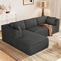 Vesgantti 106" Boneless Couch with Chaise, Deep Seat Comfy Cloud Modular Sofa Corduroy Memory Foam Sectional Couches for Living Room Bedroom, No Assembly Required (Grey, Left-Facing Chaise)