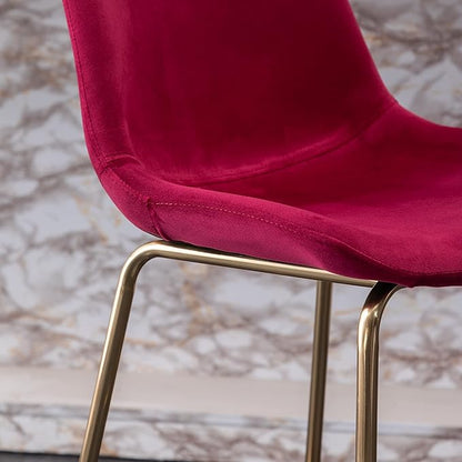 Roundhill Furniture Aufurr Modern Velvet 26.50 Counter Height Stools, Set of 2, Red