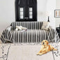 Couch Cover for Dogs Washable Sofa Cover, Sectional Couch Covers, Sofa Covers for 2 Cushion Couch, Non Slip Stripe Sofa Slipcovers Furniture Protector, Couch Protector from Cat Claws, Grey,71''x118''