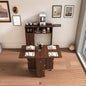 Ball & Cast Multifunctional Folding Dining Table with Wall-Mounted Sideboard & Storage,Wood Kitchen Island w/Four-in-one Socket and Silent Wheels,Space-Saving,Easy to Assemble,for Dining Room,Walnut