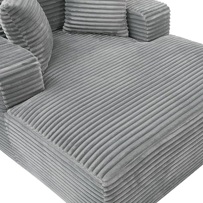 Oversized Chaise Daybed Lounge Sleeper Chair Sofa Bed Indoor, Fluffy Corduroy Upholstered Sleeper Recliner Sofabed Full Foam Boneless Cloud Sofabed W/3 Pillows for Home/Apartment Living Room Bedroom