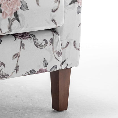 Container Furniture Direct Contemporary Accent Arm Chair with Birch Wood Frame and Velvet Upholstery, Armchair for Office and Living Room Decor, Removable Cushions, 06 Printed Fabric