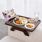 SINWANT Couch Armrest Table, Large Bamboo Couch Arm Table 360° Phone Holder,Foldable Sofa Arm Tray for Eating Drinking Snacks Remote on Chair Armrest