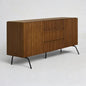 NTC Veil Sideboard with 2 Doors and 3 Drawers, Buffet Cabinet with Vertical Groove Design and Metal Legs, Storage Cabinet for Living Room, and Entryway, Effortless Assembly - Rustic Oak