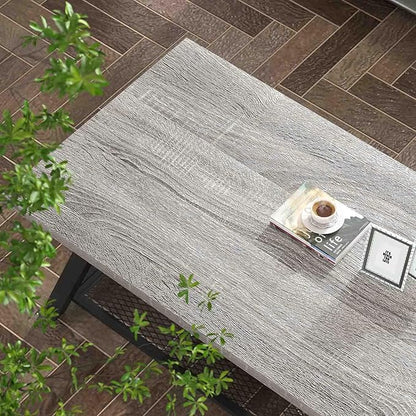 FOLUBAN Industrial Coffee Table, Rustic Wood and Metal Center Table with Storage, Modern Rectangle Cocktail Tea Table for Living Room Office, Light Grey, 47 Inch