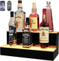 MESAlLUP Acrylic 16 Inch 2 Tier High Light LED Liquor Bottle Display Shelf with Remote Control, Mulit Color Lighting for Home Mini Bar, Restaurants & Party Use(Without Power Bank)