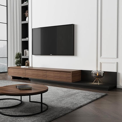 Mid-Century Modern Extendable TV Cabinet with 3 Drawers,TV Stand Adjustable from 78.7" to 130",Entertainment Center for Living Room,Walnut