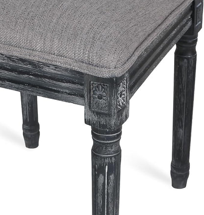 Merax Upholstered Solid Wood Dining Chairs Set of 2, French Country Style Accent Side Seating Furniture for Kitchen, Living Room, Wicker Back, Grey