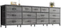 Huuger 70 Inch Dresser for Bedroom, TV Stand for 65, 75, 80 Inch TV, 13 Fabric Drawer Long Dresser, Large Entertainment Center for Bedroom, Wide Chest of Drawer with Storage, Grey