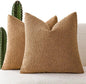 Foindtower Set of 2, Decorative Textured Boucle Throw Pillow Covers Accent Solid Pillow Cases Neutral Soft Couch Cushion Case for Chair Sofa Bedroom Living Room Home Decor 16 x 16 Inch Rust Tobacco