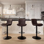 YOUNIKE 3 Brown Bar Stools Modern Swivel Counter Height Bar Chair with Back Adjustable Kitchen Island Faux Leather Padded Barstools taburetes de bar Breakfast sillas para barra de cocina 3PCS