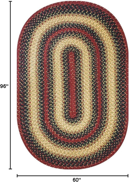 Homespice Highland Multi Color Oval Area Rugs, 5x8' - Handmade with Jute, Warm Country and Lodge Decor, Perfect for Living Rooms and Bedrooms - Durable, Easy to Clean and Pet Friendly