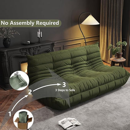 Bean Bag Chairs for Adults, BeanBag Reading Chair Memory Foam Couch 3-Seater, Floor Chair Soft Teddy Material, Comfy Reading Nook Chairs for Bedroom Living Room Office (Green)