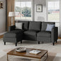 Small Sectional Sofa Couch, 3 Seat L Shaped Couches with Ottoman, Upholstered Fabric Convertible Sofa, Small Couch for Apartments, Living Room and Office (Black)