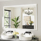 60x40 Inch White Bathroom Mirror for Wall, Thick Metal Framed Rectangle Mirrors for Over Sink, Bedroom, Living Room, Entryway, Anti-Rust, HD Tempered Glass