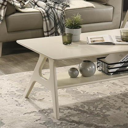 Roundhill Furniture Arona 3-Piece Coffee Table Set, Coffee Table and Two End Tables, Off-White Finish