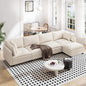Vesgantti 143" L Shaped Modular Sectional Sofa, Comfy Corduroy Upholstered Modular Sectional Couches for Living Room, Modern Cloud Couch with Ottoman Deep Seat, Beige