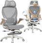 ELABEST X100 Ergonomic Office Chair with Footrest, Big and Tall Home Desk Chair with 5D Flip-Up Arms, Adjustable 3D Lumbar Support,High Back Rolling Computer Chair, Swivel Mesh Chairs (Foggy Morning)