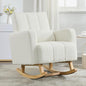 Christopher Knight Home Mapo Wooden Rocking Chair Indoor, Teddy Upholstered Spacious Rocker Chair with Pillow, Comfy Rocking Chair with Armrest for Bedroom, Living Room, Offices, Cream White