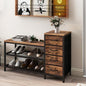 EXOTICA 3-Tier Shoe Storage Bench Industrial Entryway Shoe Rack with 4 Drawers and Seating Shoe Shelf Storage Cabinet for Hallway Front Door Doorway Living Room Mudroom Steel Frame